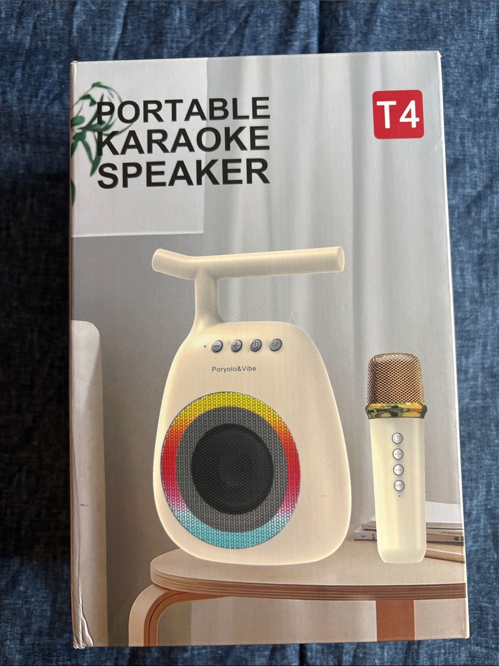 🎤 T4 Portable Karaoke Speaker + Microphone RGB Lights 10W